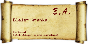 Bleier Aranka névjegykártya